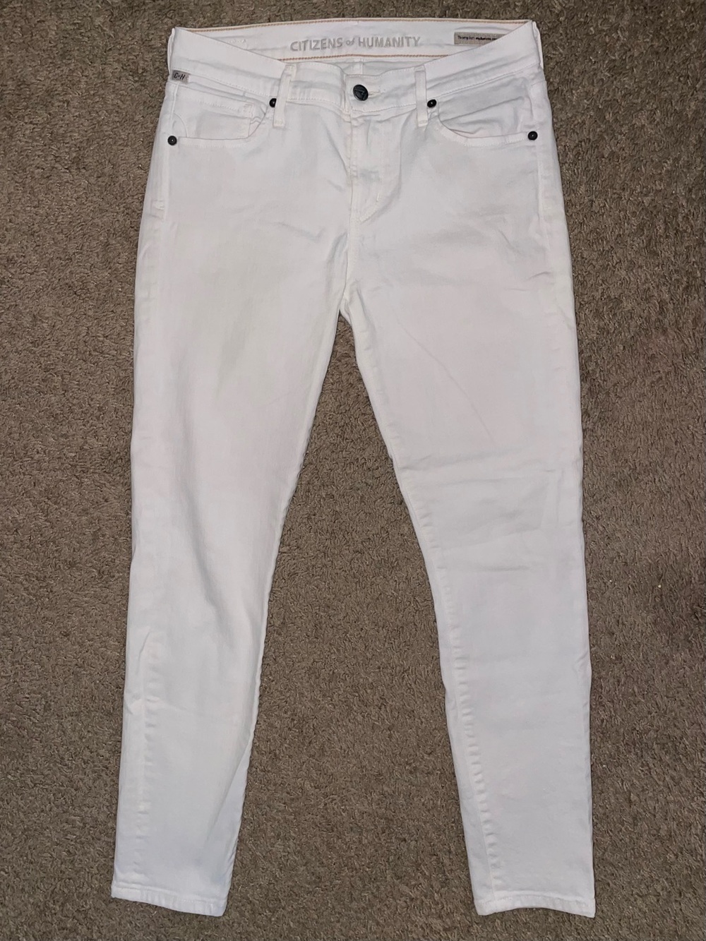 Citizens Of Humanity Women’s White Thompson Mid-Rise Cropped Skinny Jeans